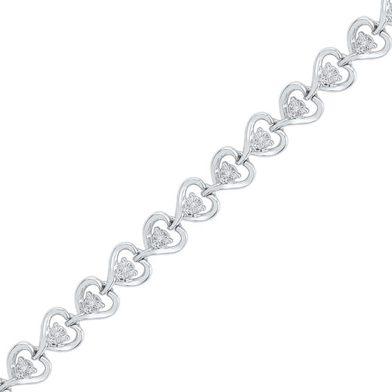 Diamond Accent Heart Line Bracelet In Sterling Silver 7 25 View T W Diamond Heart Shaped Tennis Bracelet In Sterling Silver
