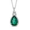 Thumbnail Image 1 of Pear-Shaped Lab-Created Emerald and White Sapphire Buckle Pendant in Sterling Silver with Diamond Accents