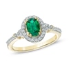 Thumbnail Image 1 of Oval Lab-Created Emerald and White Sapphire Frame Ring in 10K Gold