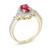 Thumbnail Image 1 of Oval Lab-Created Ruby and White Sapphire Frame Ring in 10K Gold