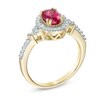 Thumbnail Image 2 of Oval Lab-Created Ruby and White Sapphire Frame Ring in 10K Gold
