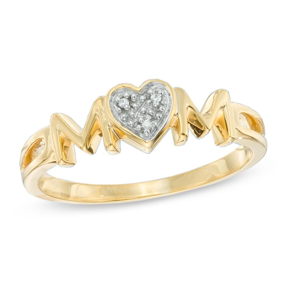 Diamond Accent Mom Ring in 10K Gold