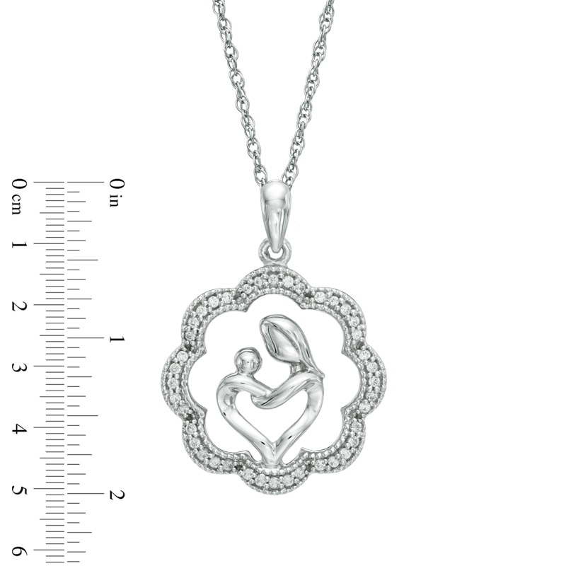 1/6 CT. T.W. Diamond Motherly Love Flower Pendant in Sterling Silver