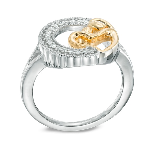 1/10 CT. T.w. Diamond Motherly Love Circle Ring in Sterling Silver and 14K Gold Plate