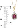 Thumbnail Image 2 of Oval Lab-Created Ruby and White Sapphire Frame Pendant in 10K Gold