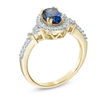 Thumbnail Image 2 of Oval Lab-Created Ceylon and White Sapphire Frame Ring in 10K Gold