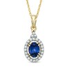 Thumbnail Image 0 of Oval Lab-Created Ceylon and White Sapphire Frame Pendant in 10K Gold