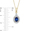 Thumbnail Image 2 of Oval Lab-Created Ceylon and White Sapphire Frame Pendant in 10K Gold
