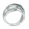 Thumbnail Image 1 of 1/5 CT. T.W. Enhanced Black and White Diamond Layered Infinity Ring in Sterling Silver