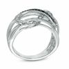 Thumbnail Image 2 of 1/5 CT. T.W. Enhanced Black and White Diamond Layered Infinity Ring in Sterling Silver