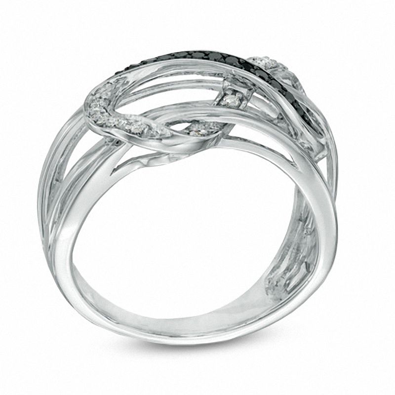 1/5 CT. T.W. Enhanced Black and White Diamond Layered Infinity Ring in Sterling Silver