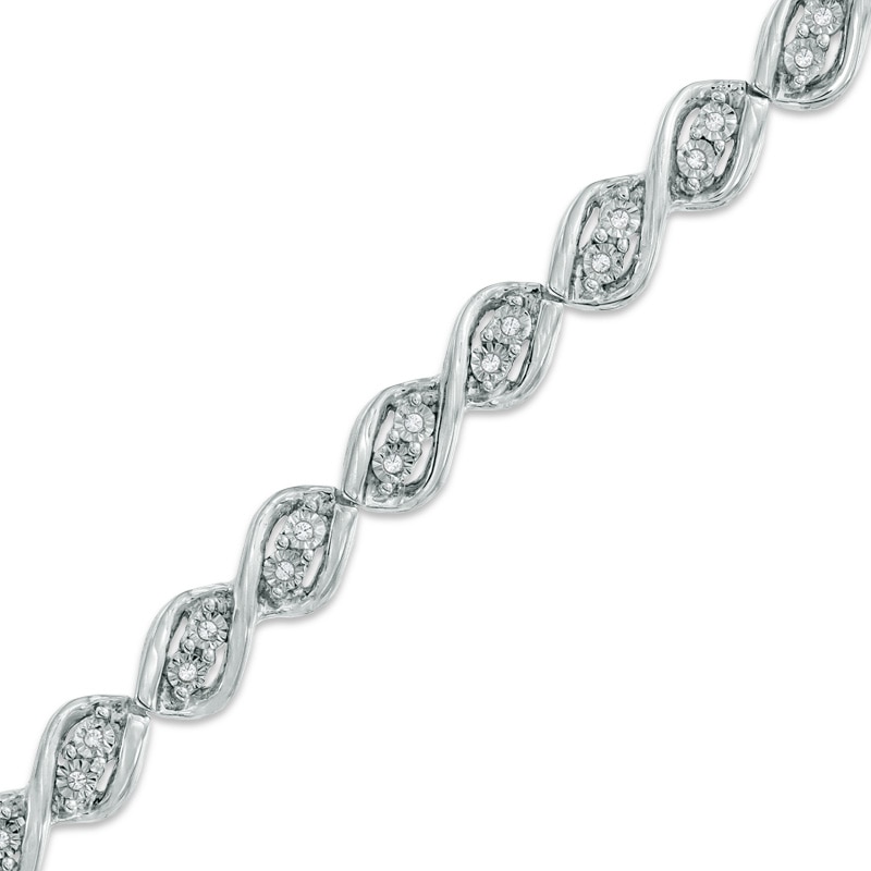 Main Image 1 of 1/5 CT. T.W. Diamond Cascading Bracelet in Sterling Silver - 7.25"