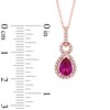 Thumbnail Image 2 of Pear-Shaped Lab-Created Ruby and Diamond Loop Pendant in 10K Rose Gold