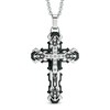 Thumbnail Image 1 of Men's Black Diamond Accent Tribal Cross Pendant in Two-Tone Stainless Steel - 24"
