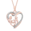 Diamond Accent Family Love Heart Pendant in 10K Rose Gold