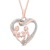 Thumbnail Image 0 of Diamond Accent Family Love Heart Pendant in 10K Rose Gold