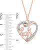 Thumbnail Image 1 of Diamond Accent Family Love Heart Pendant in 10K Rose Gold