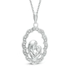 Thumbnail Image 1 of 1/10 CT. T.W. Diamond Motherly Love Scallop Oval Pendant in 10K White Gold