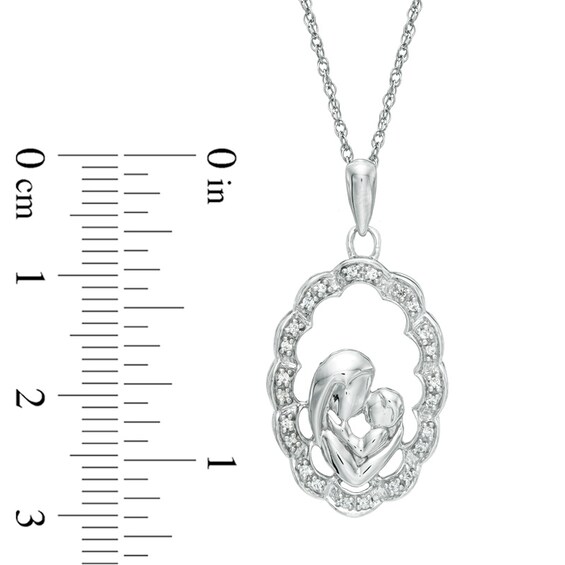 1/10 CT. T.w. Diamond Motherly Love Scallop Oval Pendant in 10K White Gold