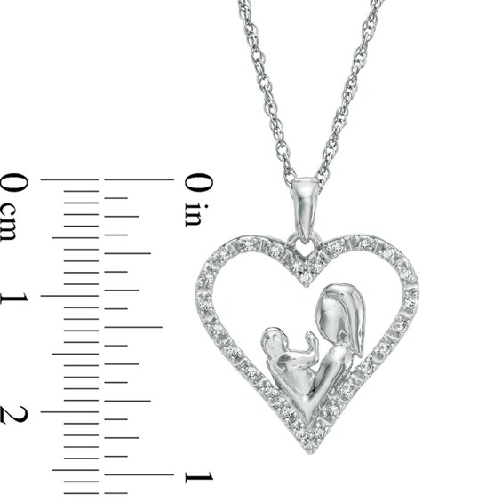 1/10 CT. T.w. Diamond Motherly Love Heart Pendant in 10K White Gold