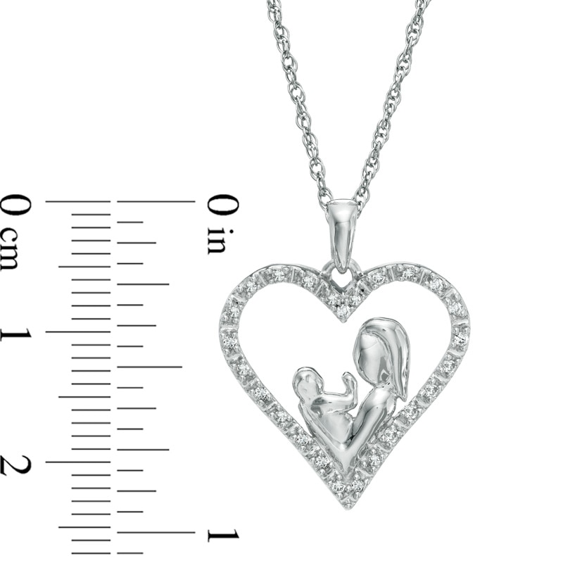 1/10 CT. T.W. Diamond Motherly Love Heart Pendant in 10K White Gold