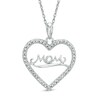 1/20 CT. T.W. Diamond "MOM" Heart Pendant in 10K White Gold