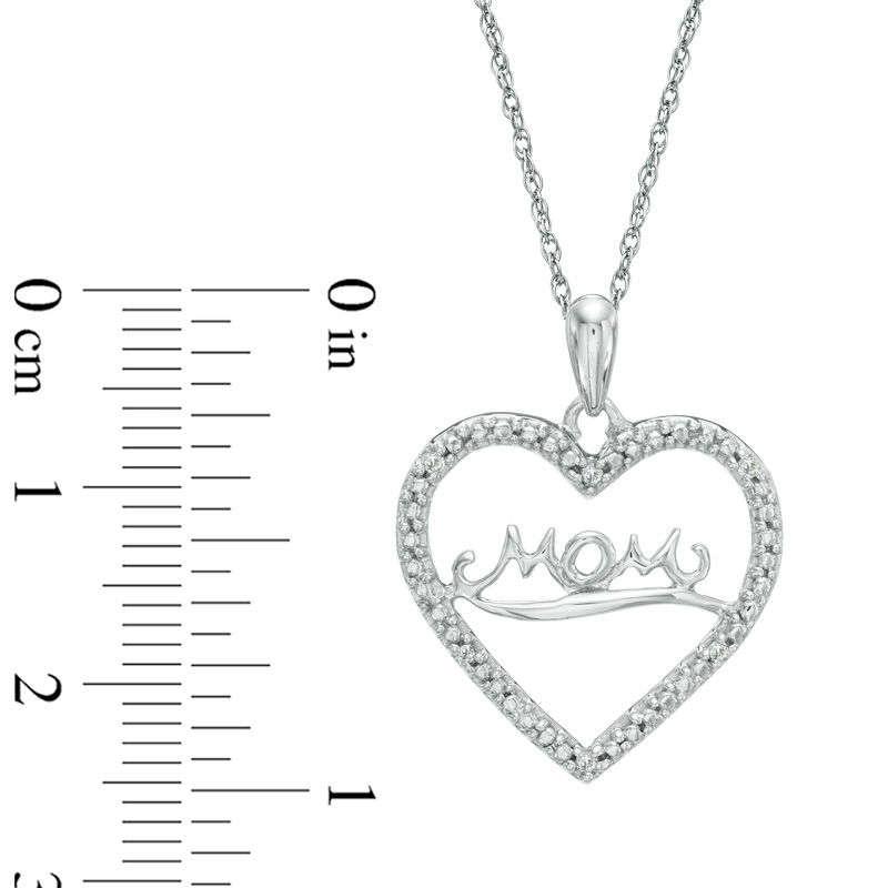 1/20 CT. T.W. Diamond "MOM" Heart Pendant in 10K White Gold