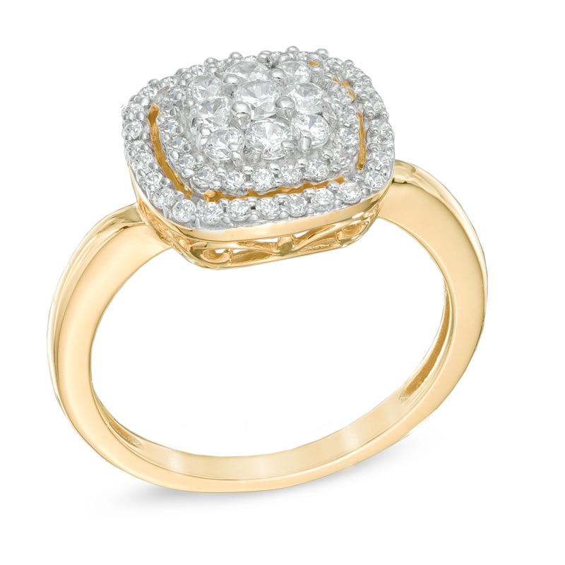 1/2 CT. T.W. Multi-Diamond Frame Ring in 10K Gold