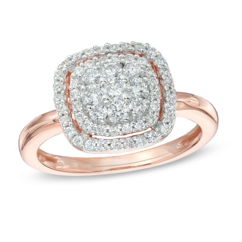 1/2 CT. T.W. Multi-Diamond Frame Ring in 10K Rose Gold