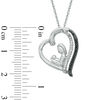 1/10 CT. T.W. Enhanced Black and White Diamond Motherly Love Tilted Heart Pendant in Sterling Silver