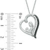 Thumbnail Image 2 of 1/10 CT. T.W. Enhanced Black and White Diamond Motherly Love Tilted Heart Pendant in Sterling Silver