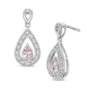 Thumbnail Image 0 of Pear-Shaped Morganite and 1/10 CT. T.W. Diamond Drop Earrings in 10K White Gold