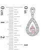 Thumbnail Image 1 of Pear-Shaped Morganite and 1/10 CT. T.W. Diamond Drop Earrings in 10K White Gold