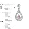 Thumbnail Image 2 of Pear-Shaped Morganite and 1/10 CT. T.W. Diamond Drop Earrings in 10K White Gold