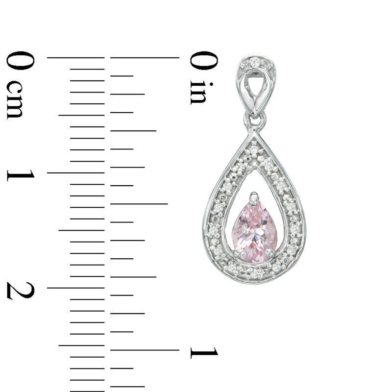 Pear-Shaped Morganite and 1/10 CT. T.W. Diamond Drop Earrings in 10K White Gold