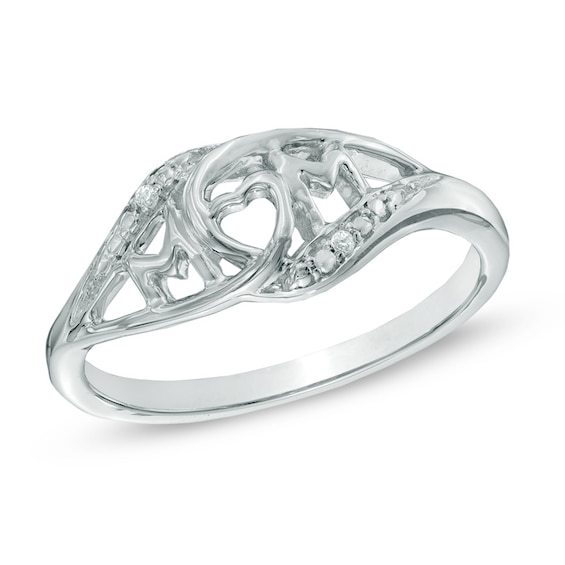 Diamond Accent Mom Ring in Sterling Silver