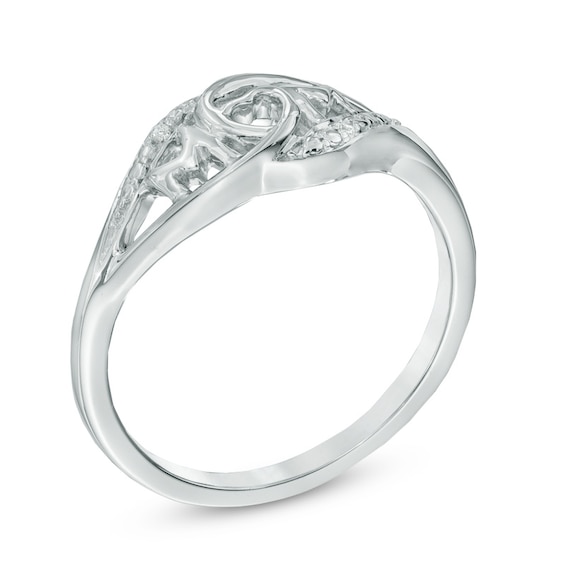 Diamond Accent Mom Ring in Sterling Silver