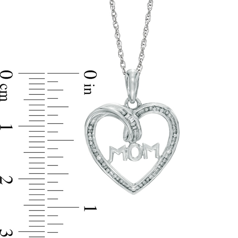 Diamond Accent "MOM" Heart Pendant in Sterling Silver