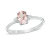 Thumbnail Image 0 of Oval Morganite and Diamond Accent Ring in 10K White Gold