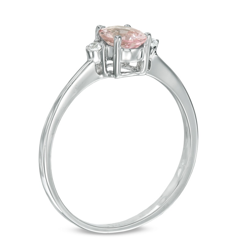 Oval Morganite and Diamond Accent Ring in 10K White Gold