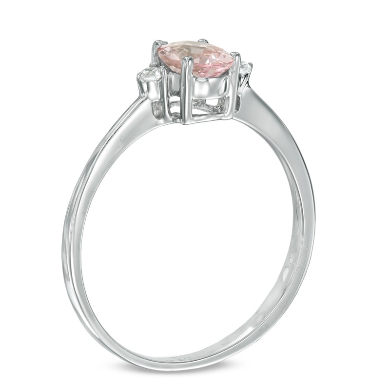 Main Image 2 of Oval Morganite and Diamond Accent Ring in 10K White Gold