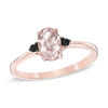 Thumbnail Image 0 of Oval Morganite and Black Diamond Accent Ring in 10K Rose Gold