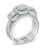 Thumbnail Image 2 of 1 CT. T.W. Diamond Three Stone Frame Cluster Three Piece Bridal Set in 10K White Gold