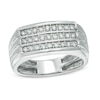 Thumbnail Image 0 of Men's 1/2 CT. T.W. Diamond Three Row Ring in 10K White Gold