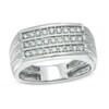 Thumbnail Image 1 of Men's 1/2 CT. T.W. Diamond Three Row Ring in 10K White Gold