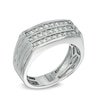 Thumbnail Image 2 of Men's 1/2 CT. T.W. Diamond Three Row Ring in 10K White Gold
