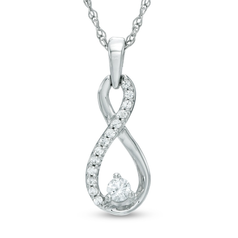 1/6 CT. T.W. Diamond Infinity Pendant in 10K White Gold