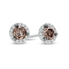 Thumbnail Image 1 of 1 CT. T.W. Champagne and White Diamond Frame Stud Earrings in 14K White Gold