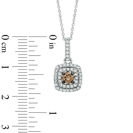 5/8 CT. T.w. Champagne and White Diamond Double Square Frame Pendant in 14K Two-Tone Gold