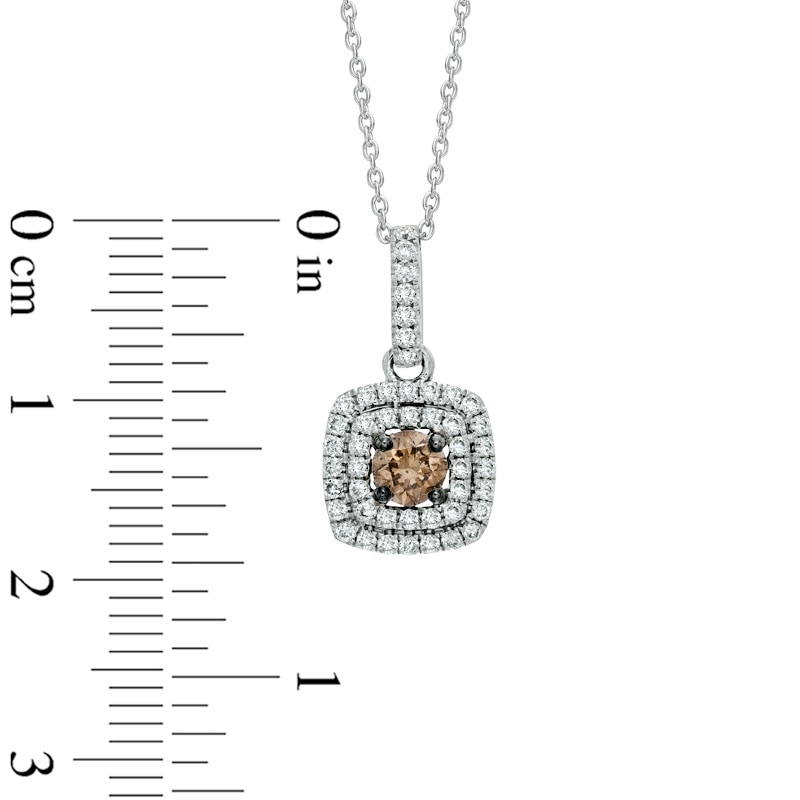 5/8 CT. T.W. Champagne and White Diamond Double Square Frame Pendant in 14K Two-Tone Gold